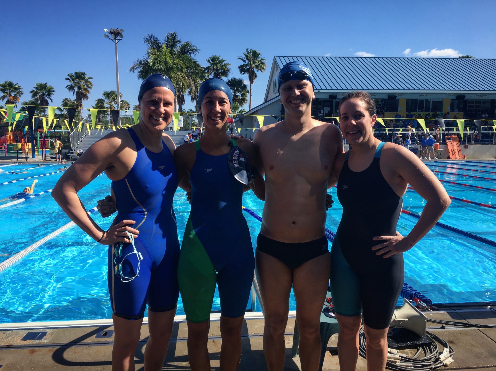 Anna Gryglewska with fellow swimmers at USMS Nationals
